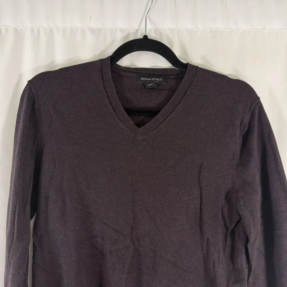 Banana Republic Luxury Blend Sweater Mens Small Purple Silk Cashmere Lightweight